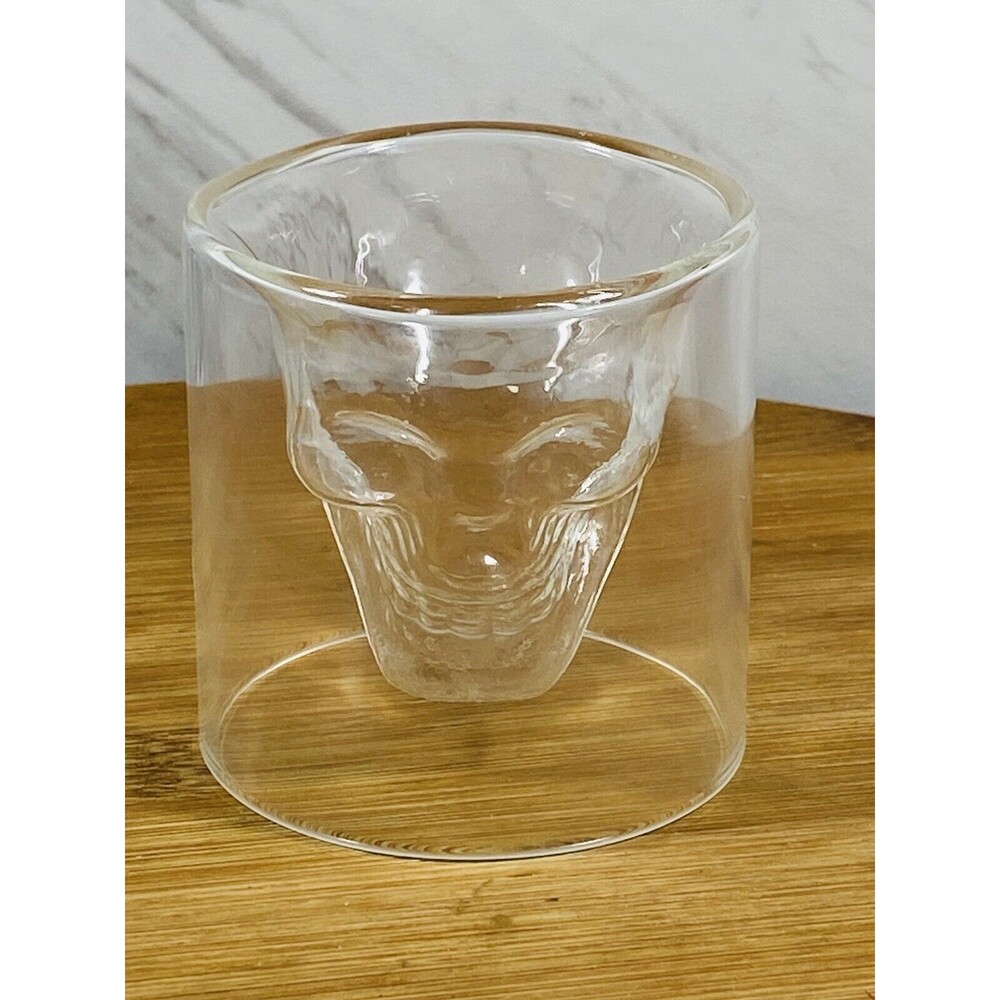 Crystal Floating Skull Shot Glass Clear  DOOMED Genuine Fred 2.75''